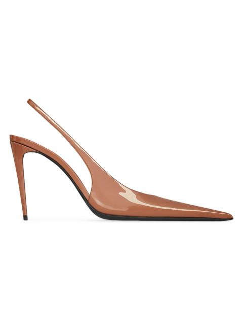 SAINT LAURENT Women's Guermantes Slingback Pumps in Patent Leather - Noisette