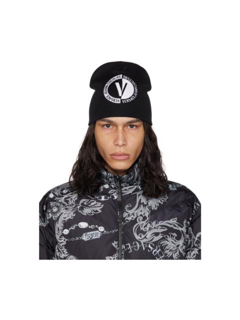 VERSACE JEANS COUTURE Black Embroidered Beanie