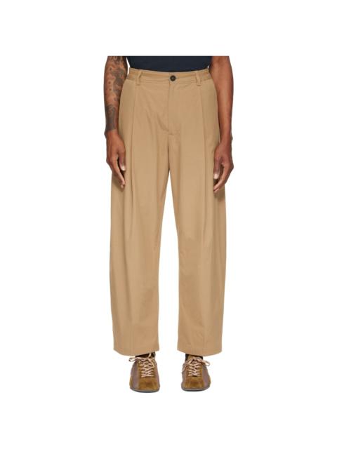 Studio Nicholson Tan Shire Cotton Pleated Trousers