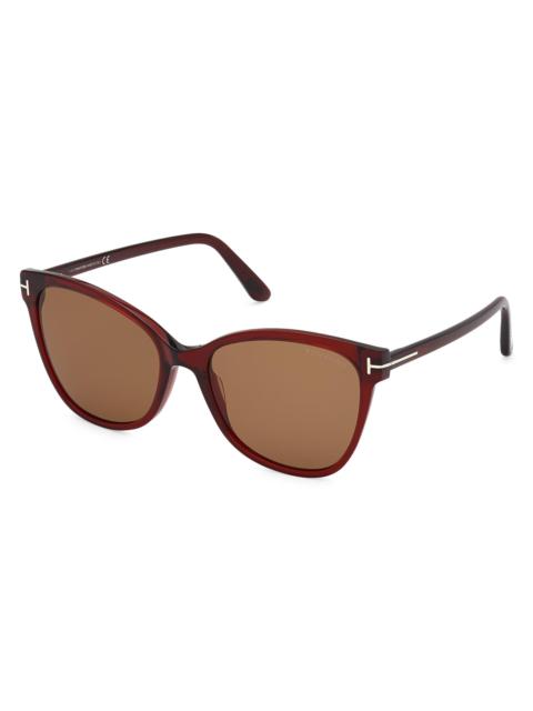 TOM FORD Women's Ani 58MM Cat Eye Sunglasses - Red Other Brown