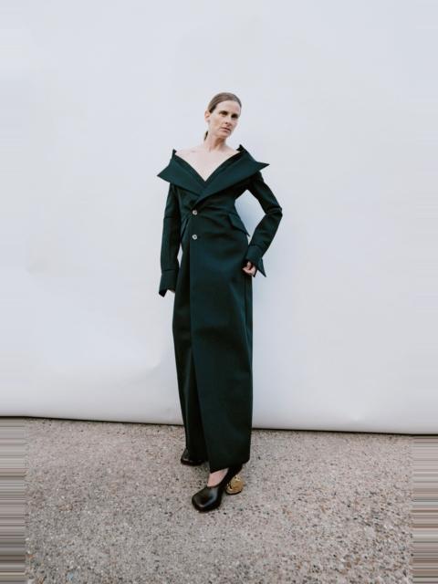 A.W.A.K.E. MODE DOUBLE-BREASTED FITTED OFF-SHOULDER JACKET DRESS BLACK