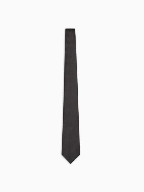 EMPORIO ARMANI Silk-blend tie with jacquard chevron motif