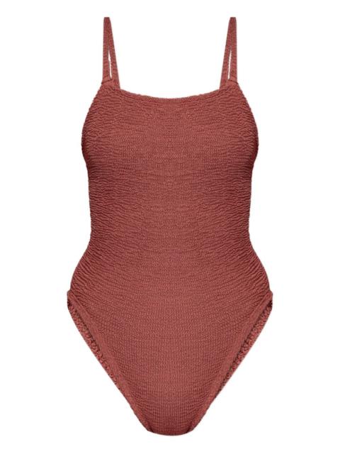 Hunza G metallic crinkle swimsuit