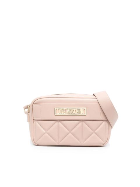 Moschino logo-plaque quilted cross-body bag