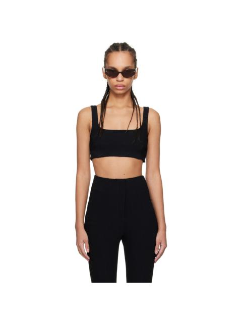Nanushka Black Anouk Seersucker Bralette Top