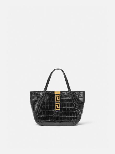 VERSACE Croc-Effect Greca Goddess Tote Bag