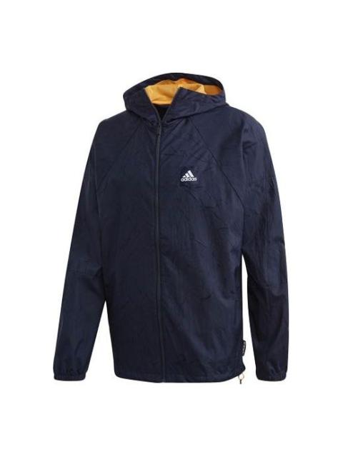 adidas Casual Sports hooded Logo Jacket Navy Blue FR8289