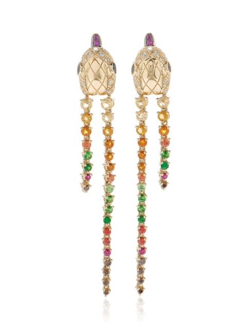 Yvonne Léon Long Python 9K Yellow Gold Multi-Stone Earrings gold