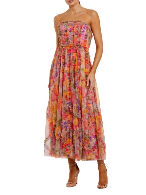 MAC DUGGAL Women's Floral Mesh Ruffled Strapless Gown - Multi