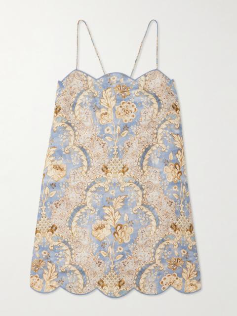 Zimmermann Daylight Scalloped Printed Linen Mini Dress