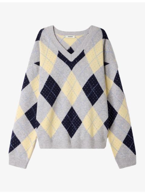 Sandro Argyle Rhinestone-Embellished Wool Jumper