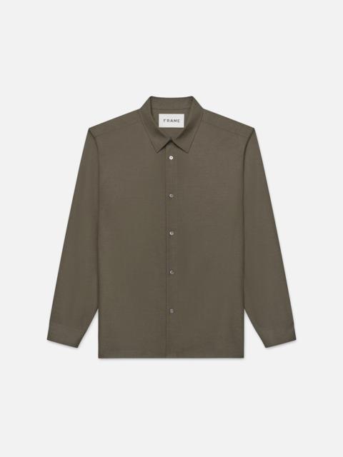 FRAME Brushed Flannel Shirt in Dark Olive