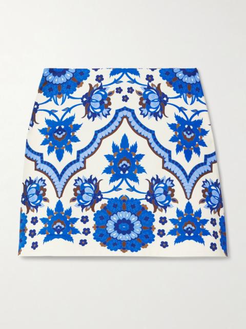 Cara Cara Chrissy printed cotton-blend sateen mini skirt Blue