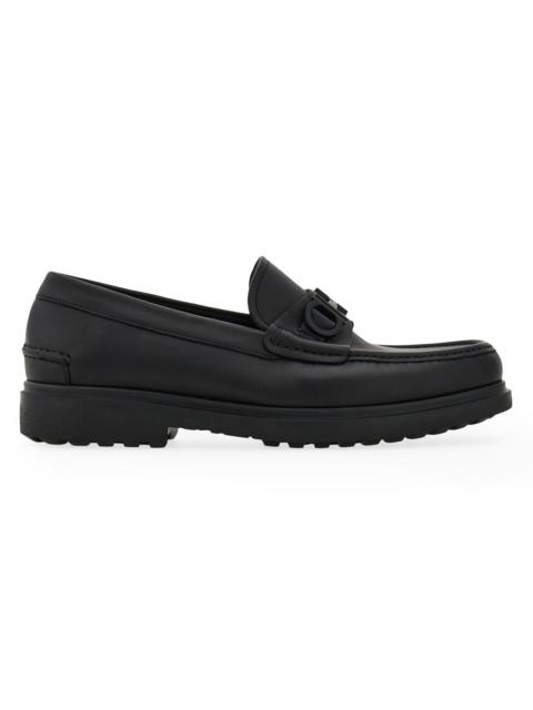 FERRAGAMO Men's Tobias Gancini Leather Loafers - Nero
