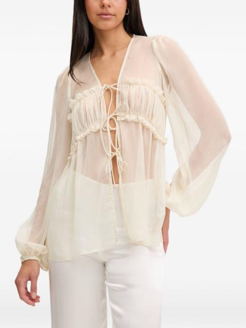 BARDOT Ashton ruffled tie-fastening blouse