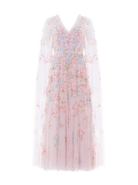Needle & Thread Versailles Ditsy V-Neck Cape Sleeve Ankle Gown