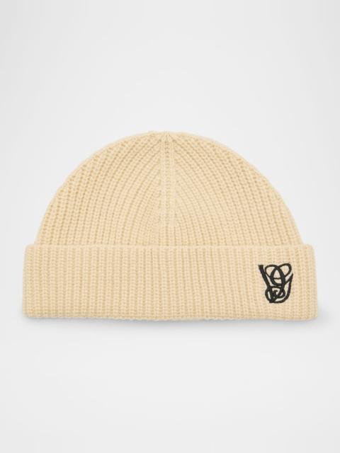 Valentino VG Embroidered Wool Knit Beanie