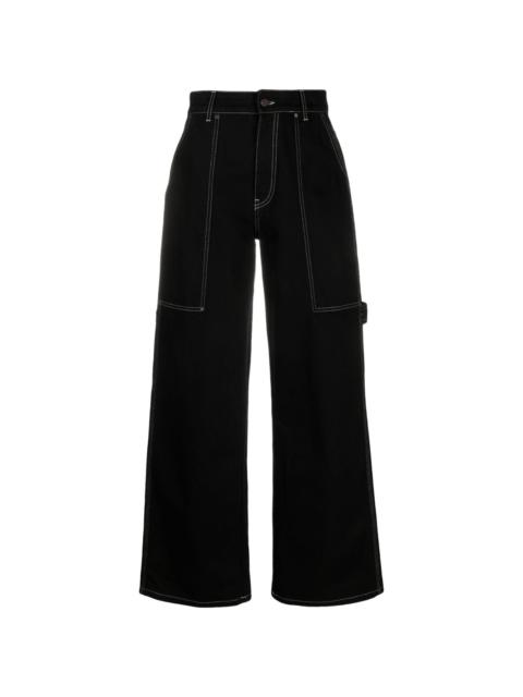 contrasting stitching wide-leg jeans