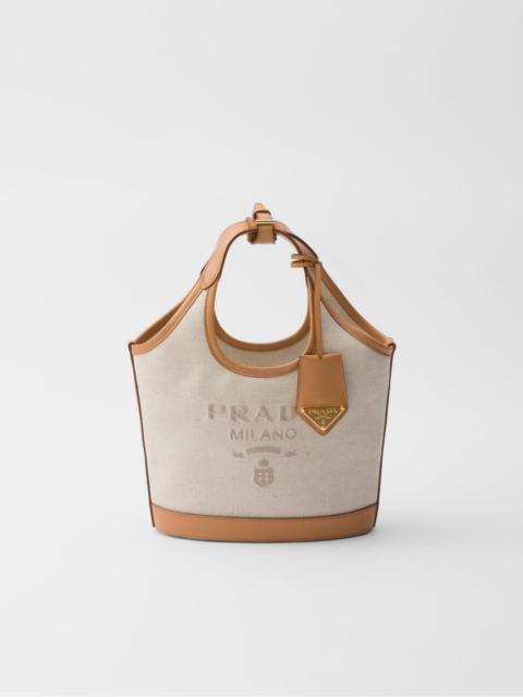 Prada Linen blend and leather mini-buckle bag