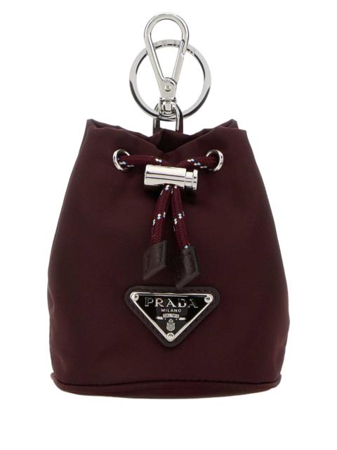 Prada Burgundy Fabric Key Ring Bordeaux Portachiavi