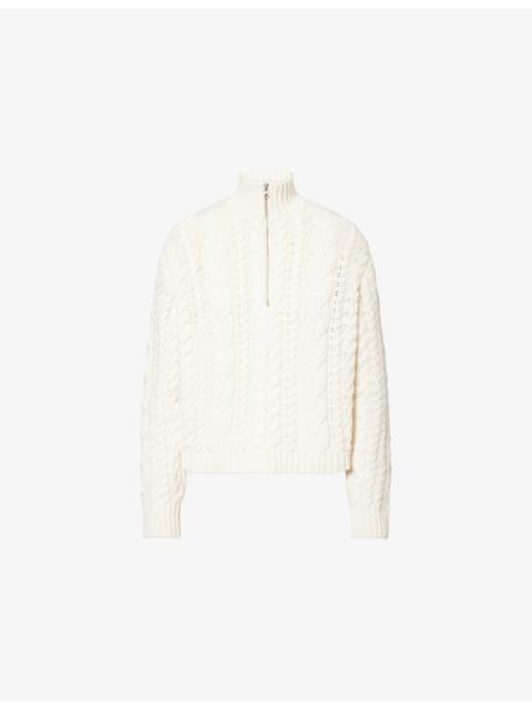Jenni Kayne Cable-Knit Half-Zip Cotton Jumper