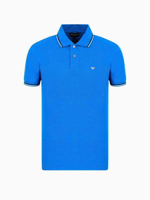 EMPORIO ARMANI Slim-fit stretch piqué polo shirt with micro eagle