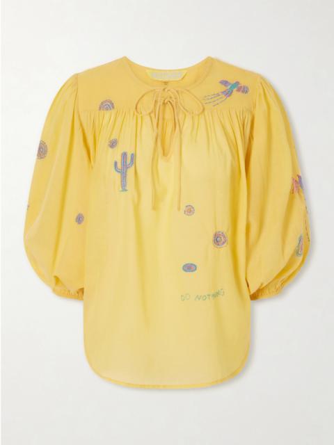 MOTHER The Breeze Embroidered Cotton-blend Voile Blouse