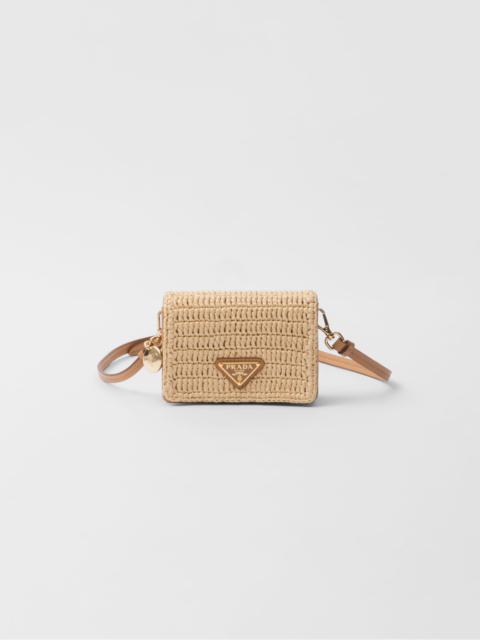 Prada Woven fabric card holder with shoulder strap
