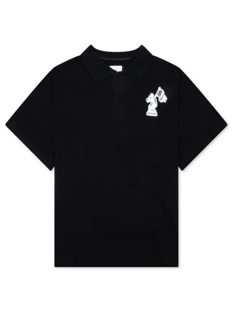 Rhude PIQUE BOXY POLO SHIRT - BLACK/WHITE