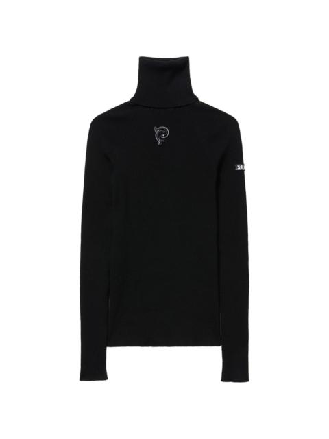 logo-appliquÃ© virgin-wool ribbed jumper