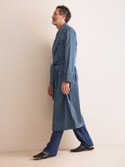Derek Rose Wellington Cotton Robe Blue Stripe