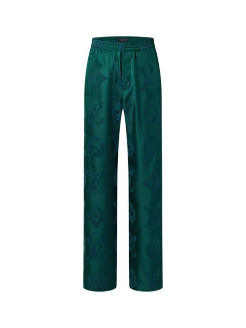 Louis Vuitton Monogram Flocked Silk Drawstring Pants