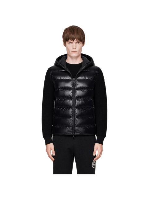 Moncler Black Down & Wool Zip-Up Jacket