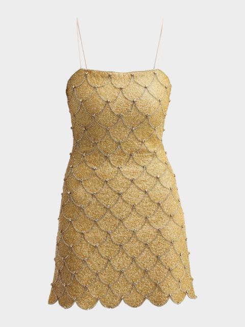 Alice + Olivia Nina Embellished Scallop Mini Dress