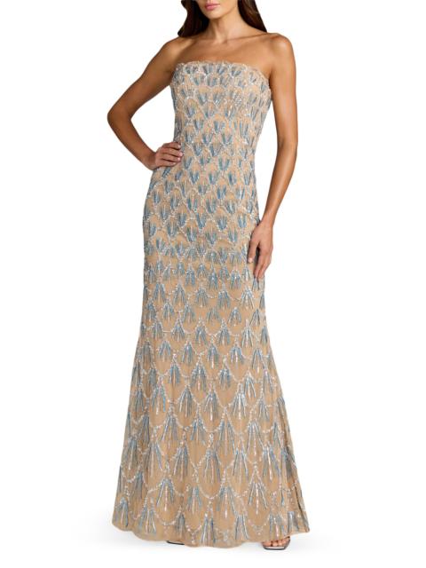 MAC DUGGAL Women's Embellished Mesh Trumpet Gown - Beige Silver