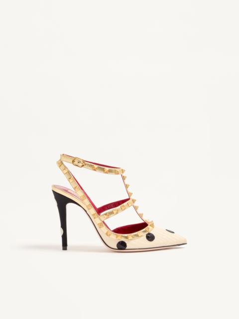 Valentino ROCKSTUD PUMP WITH PLUS DE POIS EMBROIDERY 100MM