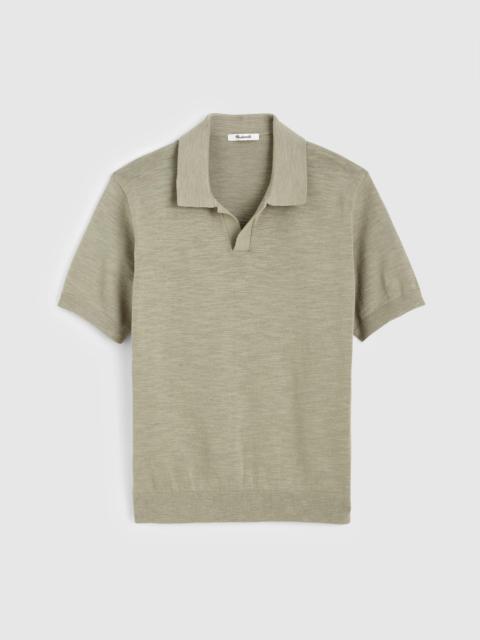 Madewell Johnny-Collar Sweater Polo in Slub Knit Cotton