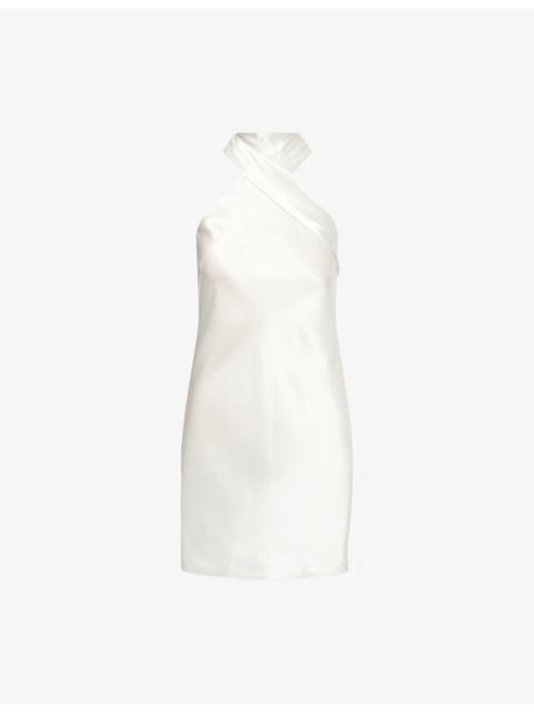 GALVAN Pandora Halterneck Satin Mini Dress