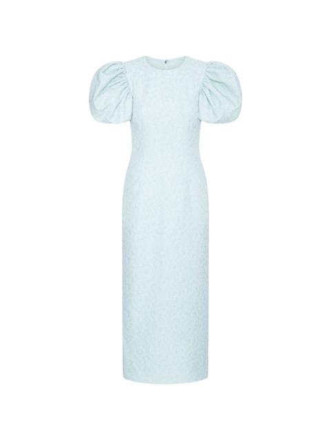 ROTATE puff-sleeve midi dress