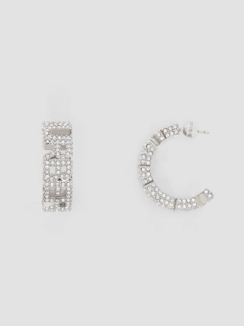 Burberry Crystal Detail Palladium-plated Logo Hoop Earrings