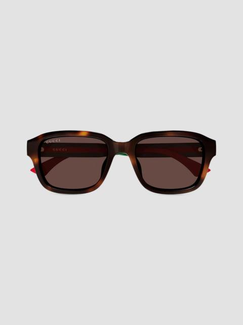 GUCCI Men's New Pop Web 55MM Square Sunglasses - Havana