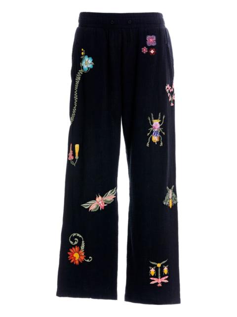 Agua by Agua Bendita embroidered-floral insect trousers