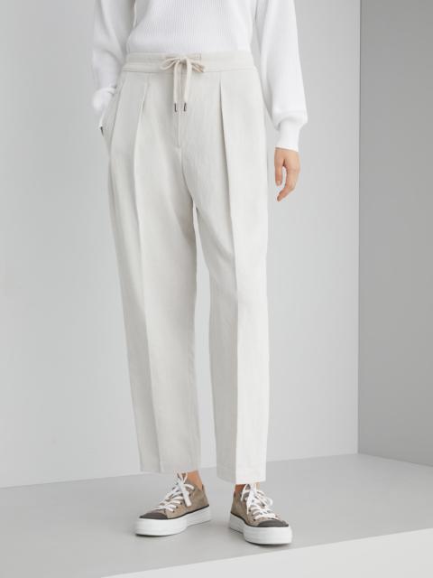 Brunello Cucinelli Cotton and linen gabardine slouchy trousers