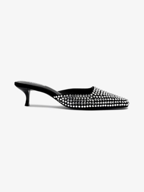 Larroudé Amal Crystal Mule In Black Suede