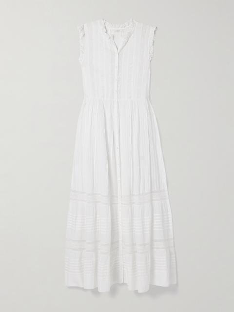 DÔEN Helaine Crocheted And Pintucked Cotton-voile Midi Dress