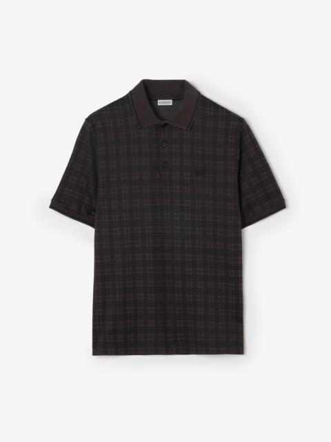 Burberry Check Cotton Blend Polo Shirt