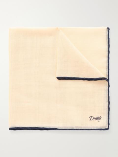 Drake's Logo-Print Silk and Wool-Blend Gauze Pocket Square