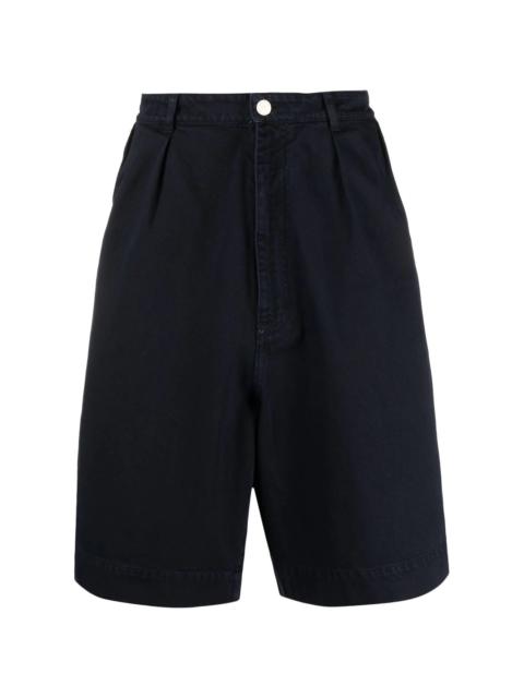 pleat-detail cotton Bermuda shorts