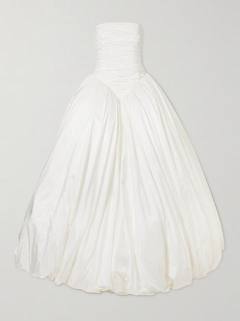 THE NEW ARRIVALS ILKYAZ OZEL Britt Strapless Ruched Silk-taffeta Gown