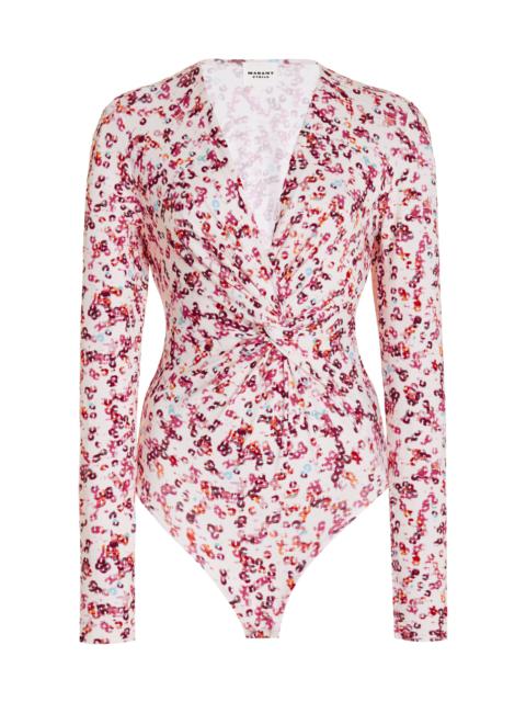 Isabel Marant Étoile Jena Twist-Detailed Floral Top red